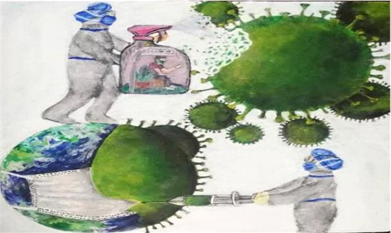 نقاشی نوجوان گیلان در قدردانی از مدافعان سلامت شایسته تقدیر شد